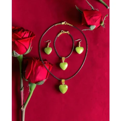 Jade Heart Stone Parure