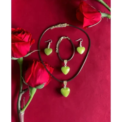 Jade Heart Stone Parure
