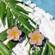 Light Pink Frangipani Flower Earrings