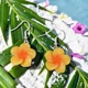 Orange Frangipani Flower Earrings
