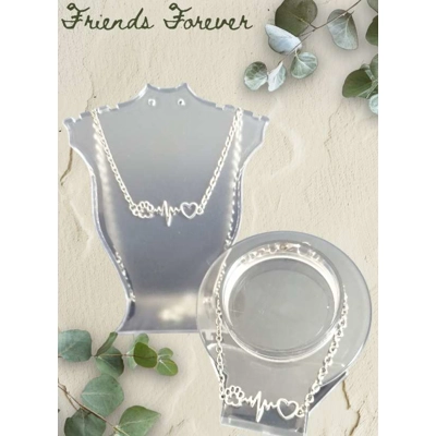 PAW Heart Necklace & Bracelet Parure