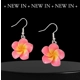 Pink Frangipani Flower Earrings