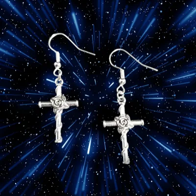 Rose Cross Earrings