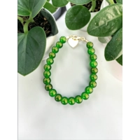 Emerald Glow Glass Bead Bracelet