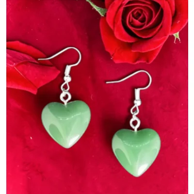 Jade Heart Stone Earrings