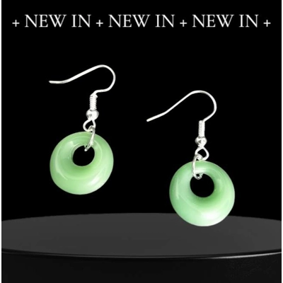 Silver Jade Stone Circle of Serenity Earrings Silver Jade Stone Circle of Serenity Earrings