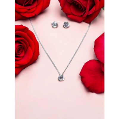 Sterling Silver White Zircon Rose Parure