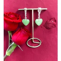 Jade Heart Stone Earrings