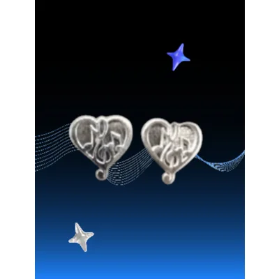 Heart Shape Music Symbol Earrings
