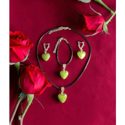 Jade Heart Stone Parure