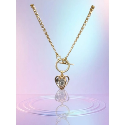 Zircon Inlaid Heart to Heart Lariat Necklace