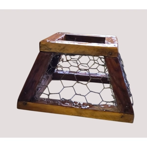 Fractal burnt lamp shade with chicken wire