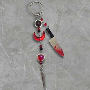 Red, Black & Silver Gothic Charm Keyring