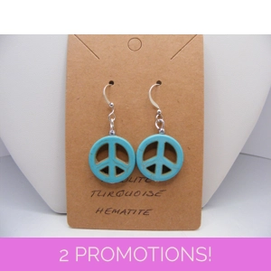 Howlite Turquoise Peace Sign earrings