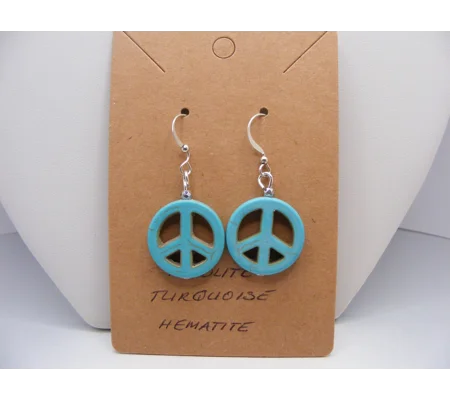 Howlite Turquoise Peace Sign earrings
