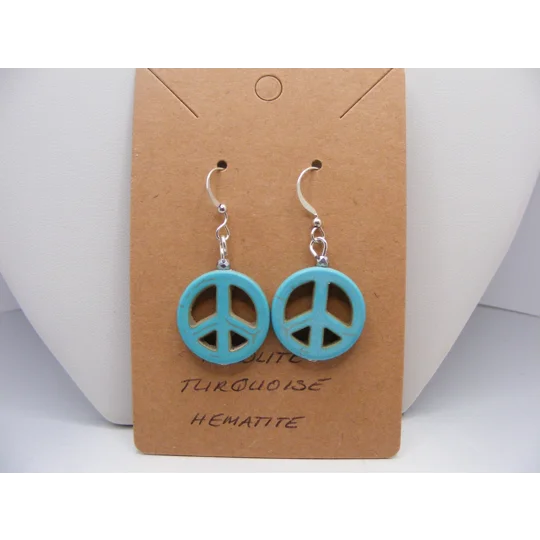 Howlite Turquoise Peace Sign earrings