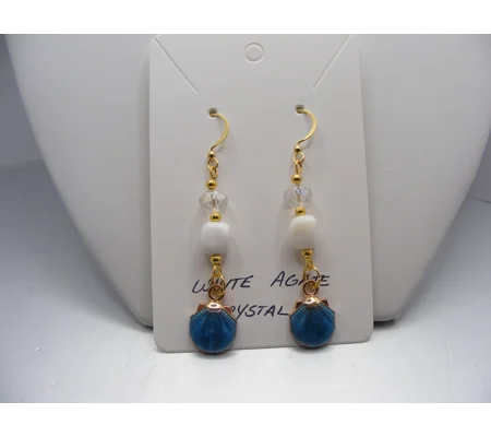 Shells w/ White Agate and Crystal earrings