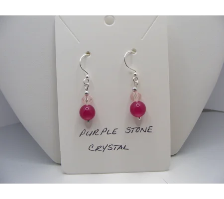 Purple Stone and Crystal earrings