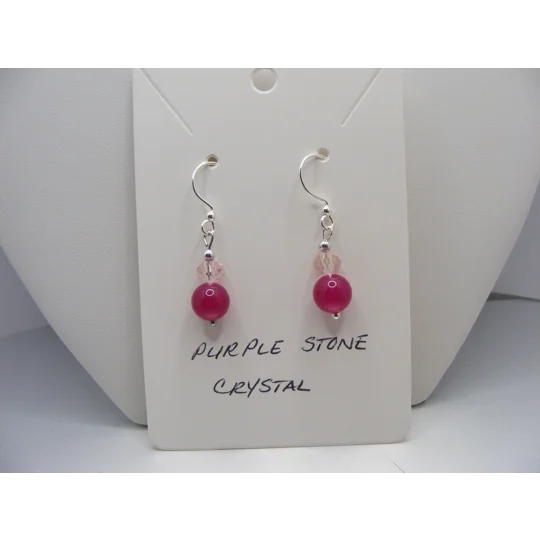 Purple Stone and Crystal earrings