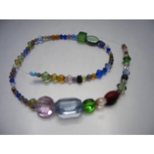 Multi Color and Size Bicone and Crystal Strand 15"