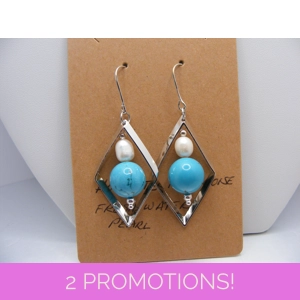 Howlite Turquoise and Pearl earrings
