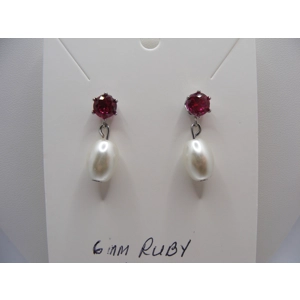 Ruby and Glass Pearl stud earrings