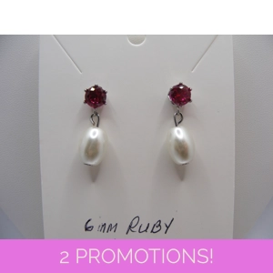 Ruby and Glass Pearl stud earrings