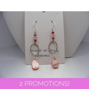 Pink Mother of Pearl and Crystal earrings