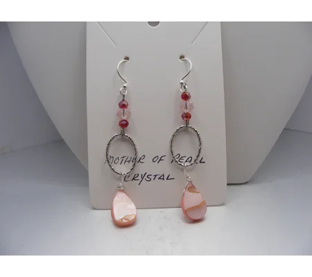 Pink Mother of Pearl and Crystal earrings
