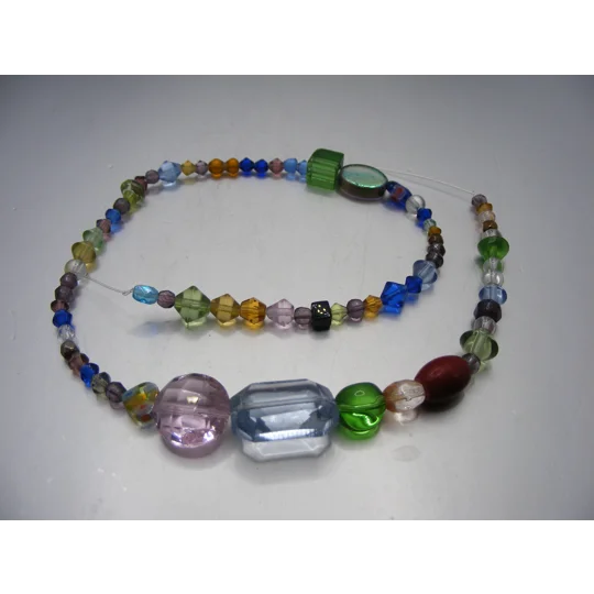 Multi Color and Size Bicone and Crystal Strand 15"
