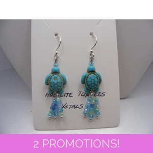 Magnasite Turquoise Turtle and Crystal earrings