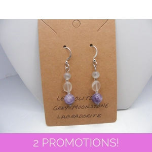 Lepidolite, Moonstone and Labradorite earrings