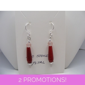 Red Stone and Crystal earrings