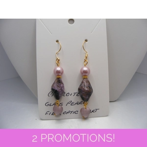 Charoite, Pearl and Heart earrings