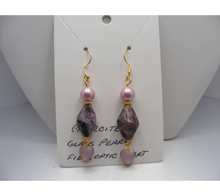 Charoite, Pearl and Heart earrings
