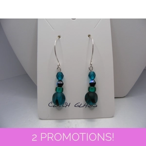 Black Frosted Blue Czech Glass earrings