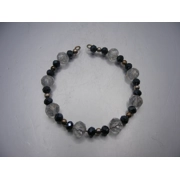 Memory Wire Black and Clear Crystal Bracelet