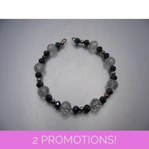 Memory Wire Black and Clear Crystal Bracelet