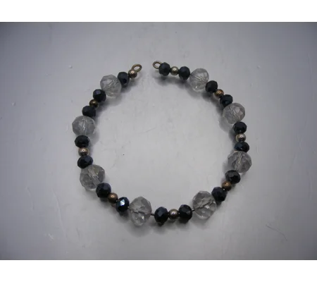 Memory Wire Black and Clear Crystal Bracelet