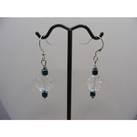 Czech Glass Flowers and Hematin earrings
