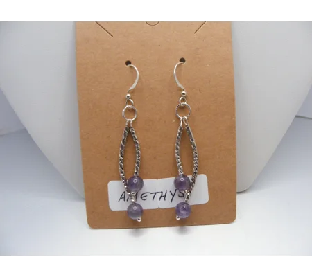 Diamond Cut Bar and Amethyst earrings - Choice