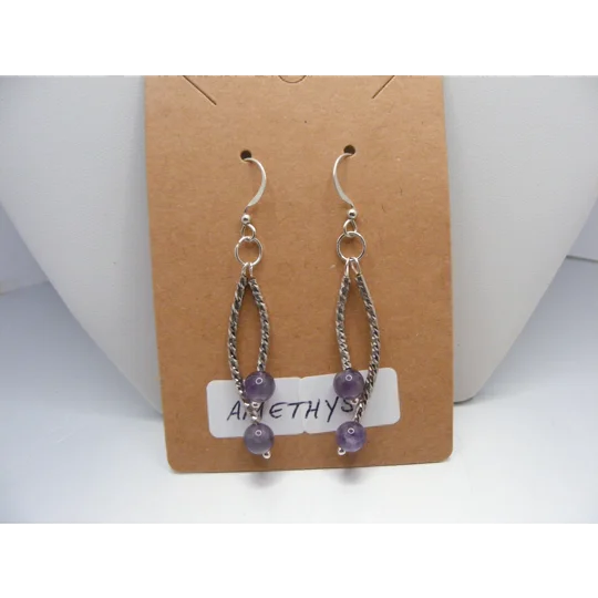 Diamond Cut Bar and Amethyst earrings - Choice