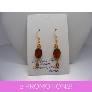 Window pane Agate, Czech glass and Crystal earrings