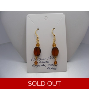 Window pane Agate, Czech glass and Crystal earrings