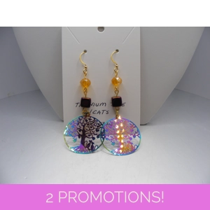 Titanium coated Tree and Cat earrings