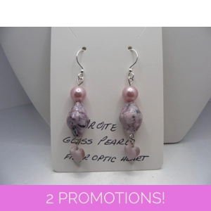 Charoite, Pearl and Heart earrings
