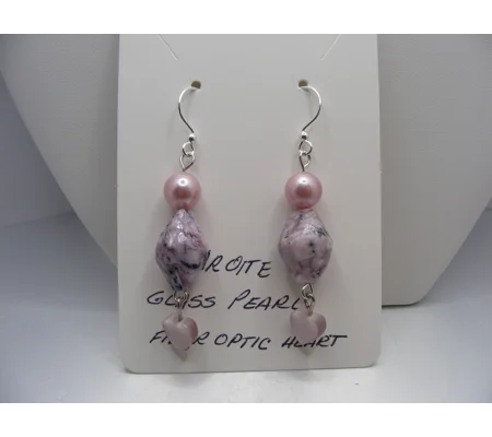 Charoite, Pearl and Heart earrings