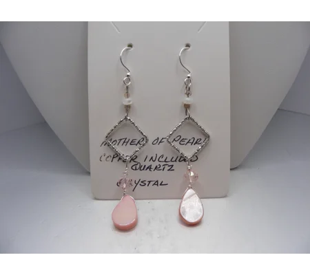 Mother of Pearl, Quartz and Crystal earrings