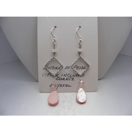 Mother of Pearl, Quartz and Crystal earrings