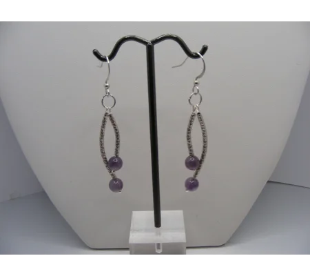 Diamond Cut Bar and Amethyst earrings